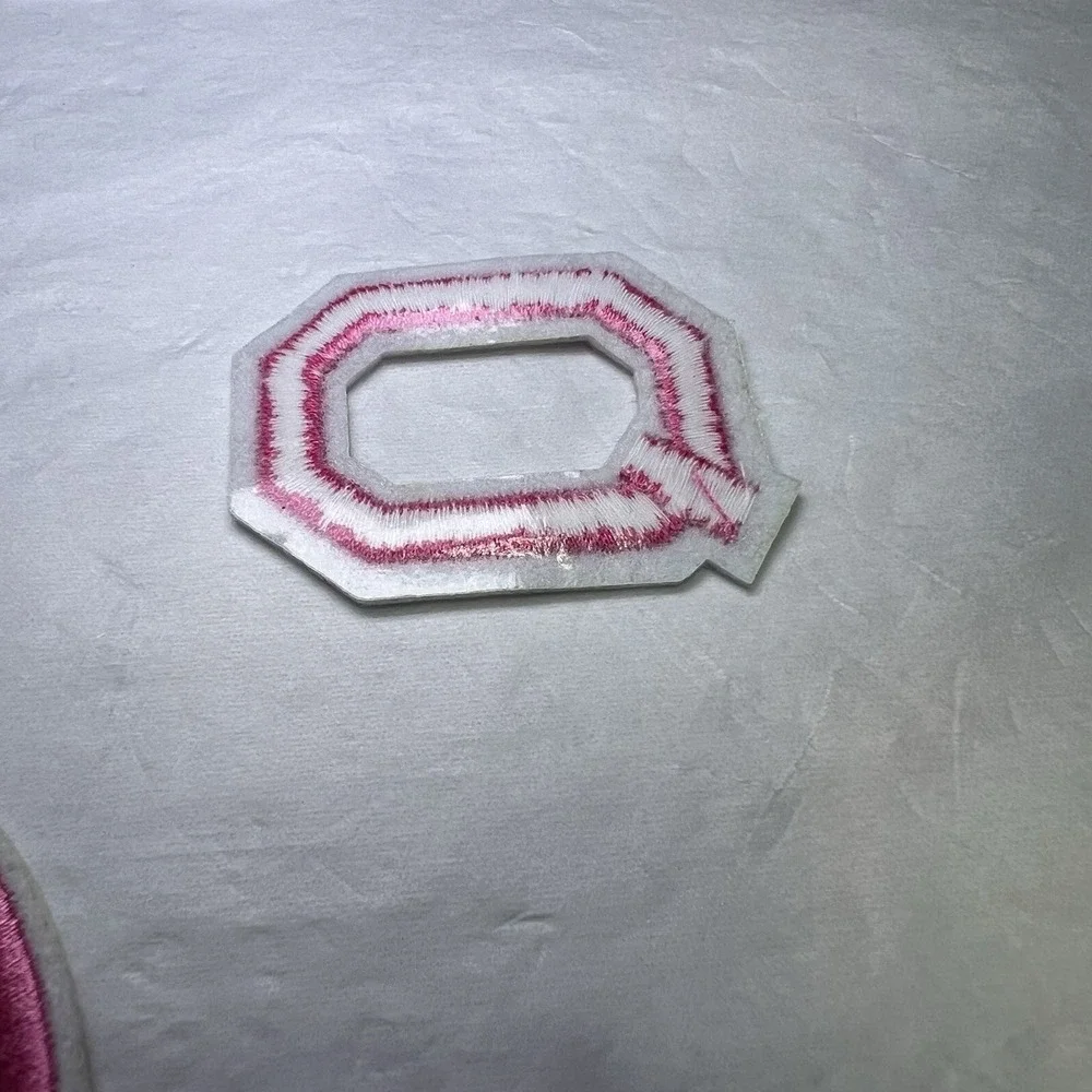 Hot Pink White Trim Alphabet Patches Iron‎ on patch letters Apprx 2